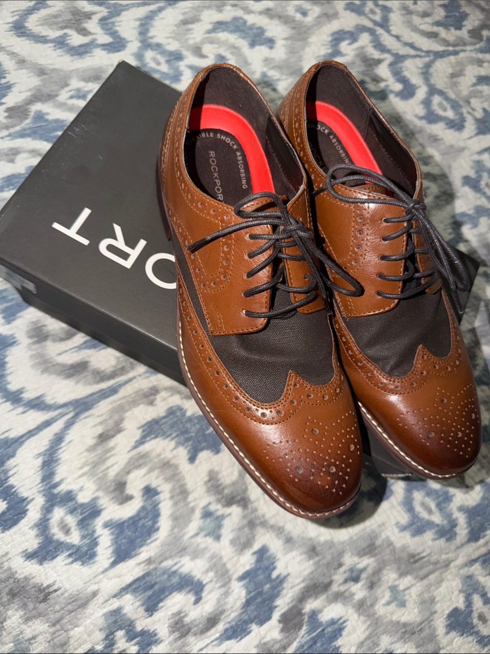 Rockport Brown and Black Wingtip Derby Shoes